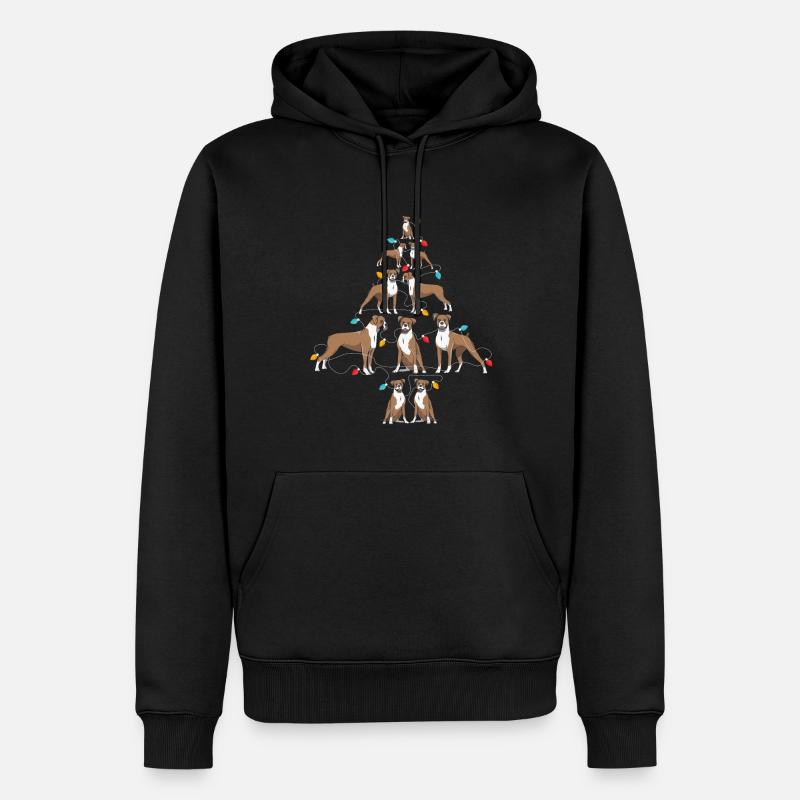 Chemise de chien Boxer de Noël - Sweat à capuche Premium bio Homme - noir