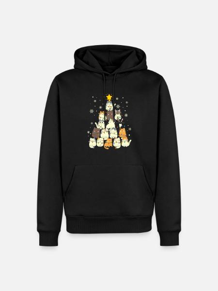 Lustiges Katzen Weihnachtsbaum aus Katzen - Männer Premium Bio Hoodie - Schwarz