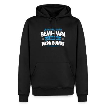 Je Ne Suis Pas Un Beau-papa Je Suis Un Papa Bonus - Sweat à capuche Premium bio Homme - noir - Devant - Nico (187cm)