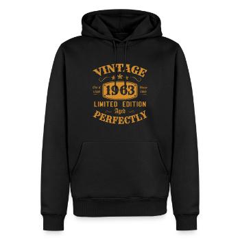 Vintage 1963 Edition Limitée Parfaitement Vieillie - Sweat à capuche Premium bio Homme - noir - Devant - Nico (187cm)