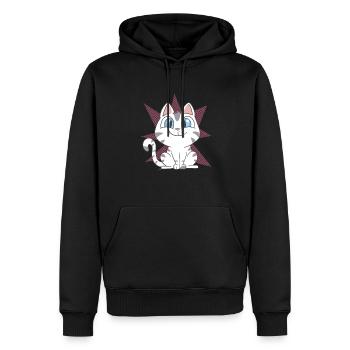 Chat mignon - Sweat à capuche Premium bio Homme - noir - Devant - Nico (187cm)