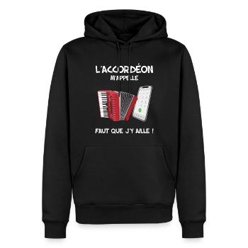 Accordeon humour. l'accordéon m'appelle - Sweat à capuche Premium bio Homme - noir - Devant - Nico (187cm)