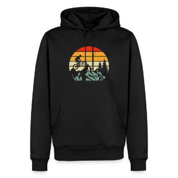 Coucher De Soleil Vintage Idée Cadeau Vtt - Sweat à capuche Premium bio Homme - noir - Devant - Nico (187cm)