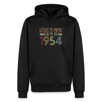 Légendaire Depuis 1954 - Sweat à capuche Premium bio Homme - noir - Devant - Nico (187cm)