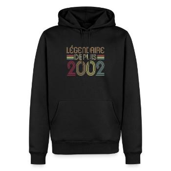 Légendaire Depuis 2002 - Sweat à capuche Premium bio Homme - noir - Devant - Nico (187cm)