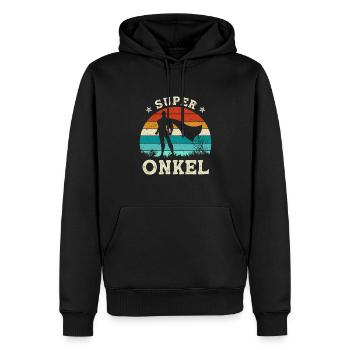 Super Uncle Gift Superhero Father's Day - Men’s Premium Organic Hoodie - black - Front - Nico (187cm)