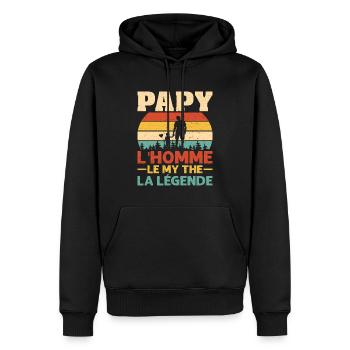 Papy L'homme Le Mythe La Légende - Sweat à capuche Premium bio Homme - noir - Devant - Nico (187cm)