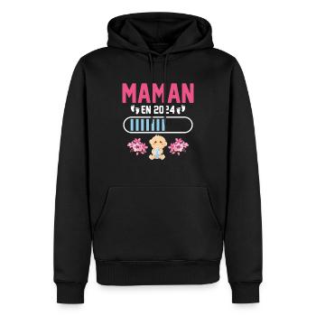 Maman En 2024 - Sweat à capuche Premium bio Homme - noir - Devant - Nico (187cm)