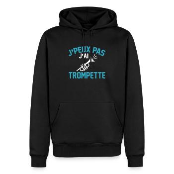 Je Peux Pas J Ai Trompette Cadeau Trompettiste - Sweat à capuche Premium bio Homme - noir - Devant - Nico (187cm)