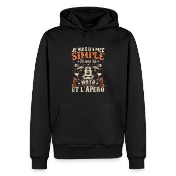J'aime La Moto Et L'apéro - Sweat à capuche Premium bio Homme - noir - Devant - Nico (187cm)