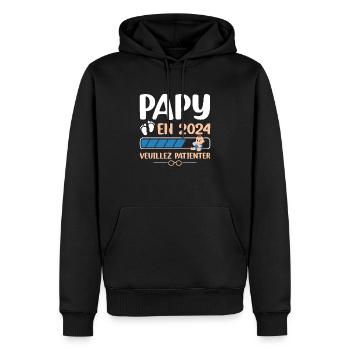 Papy En 2024 Veuillez Patienter - Sweat à capuche Premium bio Homme - noir - Devant - Nico (187cm)