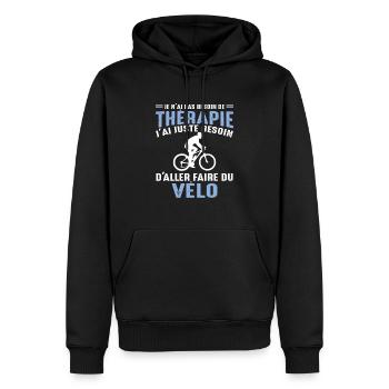 Ma Thérapie C'est Mon Vélo - Sweat à capuche Premium bio Homme - noir - Devant - Nico (187cm)
