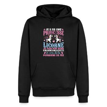 Je Suis Une Princesse Licorne - Sweat à capuche Premium bio Homme - noir - Devant - Nico (187cm)