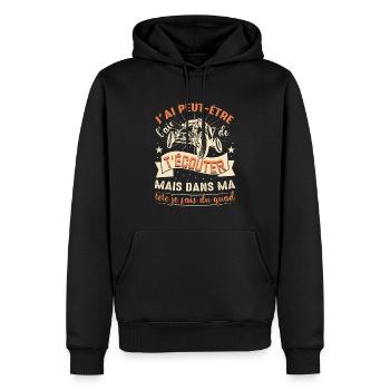 Je T'écoute Pas Dans Ma Tête Je Fais Du Quad - Sweat à capuche Premium bio Homme - noir - Devant - Nico (187cm)
