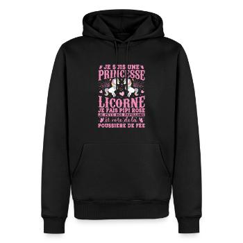 Je Suis Une Princesse Licorne - Sweat à capuche Premium bio Homme - noir - Devant - Nico (187cm)