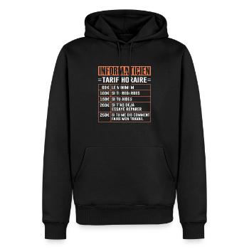 Tarif Horaire D'un Informaticien - Sweat à capuche Premium bio Homme - noir - Devant - Nico (187cm)