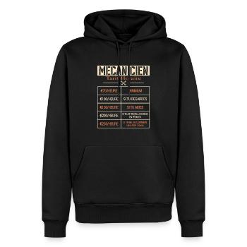 Tarif Horaire D'un Mécanicien Cadeau Humour - Sweat à capuche Premium bio Homme - noir - Devant - Nico (187cm)