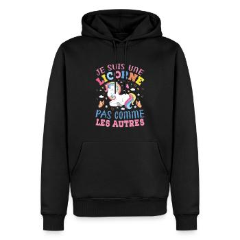 Je Suis Une Licorne Pas Comme Les Autres - Sweat à capuche Premium bio Homme - noir - Devant - Nico (187cm)