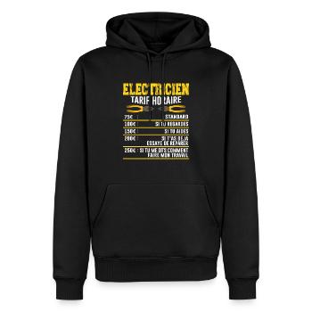 Le Tarif Horaire D'un Électricien - Sweat à capuche Premium bio Homme - noir - Devant - Nico (187cm)