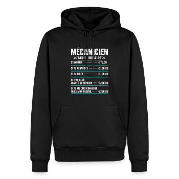 Le Tarif Horaire D'un Mécanicien - Sweat à capuche Premium bio Homme - noir - Devant - Nico (187cm)