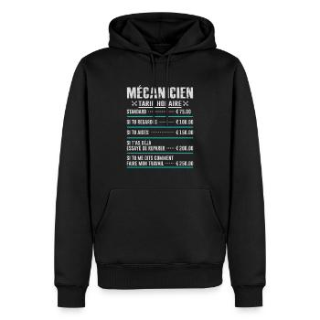 Le Tarif Horaire D'un Mécanicien - Sweat à capuche Premium bio Homme - noir - Devant - Nico (187cm)