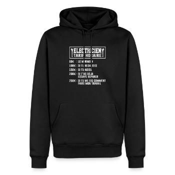 Le Tarif Horaire D'un Électricien - Sweat à capuche Premium bio Homme - noir - Devant - Nico (187cm)