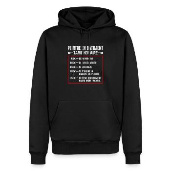 Peintre En Bâtiment Tarif Horaire - Sweat à capuche Premium bio Homme - noir - Devant - Nico (187cm)