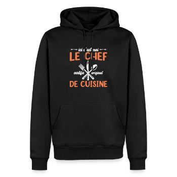 Ici C'est Moi Le Chef Cuisine Restaurant Cuisinier - Sweat à capuche Premium bio Homme - noir - Devant - Nico (187cm)