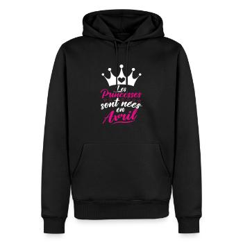 Les Princesses Sont Nées En Avril - Sweat à capuche Premium bio Homme - noir - Devant - Nico (187cm)