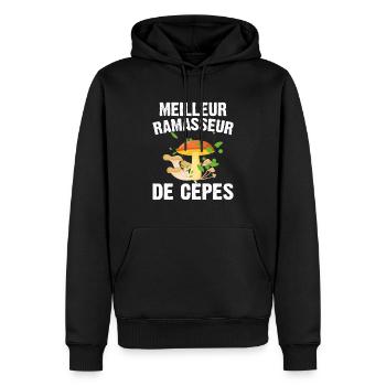 Meilleur Ramasseur De Cèpes Champignon Cadeau Cèpe - Sweat à capuche Premium bio Homme - noir - Devant - Nico (187cm)