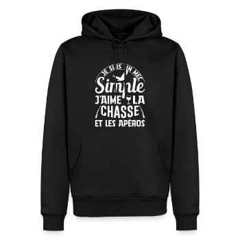 Chasse Et Apéros Chasser Cadeau Anniversaire Mec - Sweat à capuche Premium bio Homme - noir - Devant - Nico (187cm)