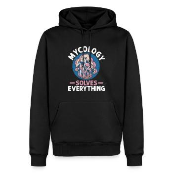 Mycologie Champignons Nature Forêt Idée Cadeau - Sweat à capuche Premium bio Homme - noir - Devant - Nico (187cm)