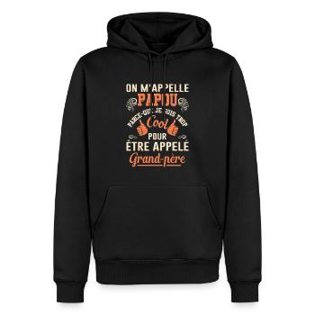 On M'appelle Papou Fête Des Pères Anniversaire Dad - Sweat à capuche Premium bio Homme - noir - Devant - Nico (187cm)