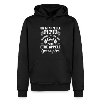 On M'appelle Papou Fête Des Pères Anniversaire Dad - Sweat à capuche Premium bio Homme - noir - Devant - Nico (187cm)