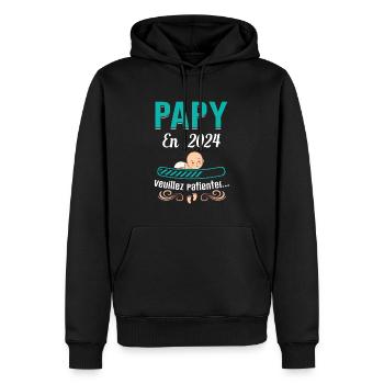Papy En 2024 Idée Cadeau Cool Grossesse Humour - Sweat à capuche Premium bio Homme - noir - Devant - Nico (187cm)