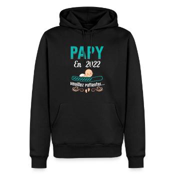 Papy En 2022 Cadeau Naissance Grossesse Humour - Sweat à capuche Premium bio Homme - noir - Devant - Nico (187cm)