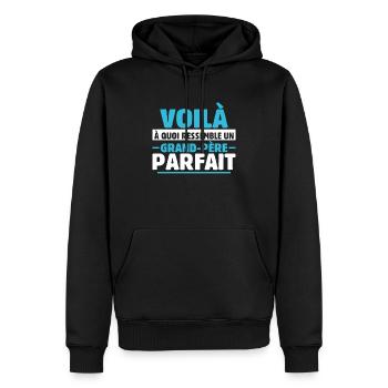 Grand-père Parfait Cadeau Fête Des Pères Papy Papi - Sweat à capuche Premium bio Homme - noir - Devant - Nico (187cm)