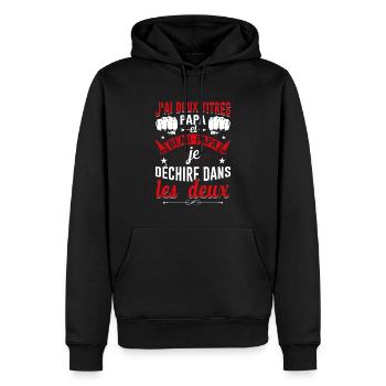 J'ai Deux Titres Papa Et Beau-papa Fête Des Pères - Sweat à capuche Premium bio Homme - noir - Devant - Nico (187cm)