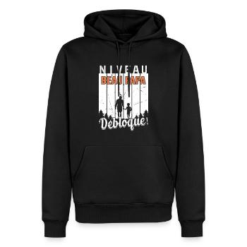 Niveau Beau-papa Débloqué Fête Des Pères Papa Dad - Sweat à capuche Premium bio Homme - noir - Devant - Nico (187cm)