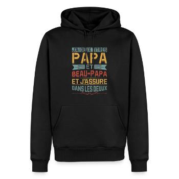 Papa Et Beau-papa Fête Des Pères Anniversaire Cool - Sweat à capuche Premium bio Homme - noir - Devant - Nico (187cm)