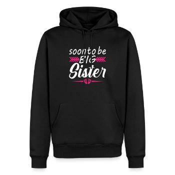 Bientôt Grande Sœur Enceinte Maman Grossesse - Sweat à capuche Premium bio Homme - noir - Devant - Nico (187cm)