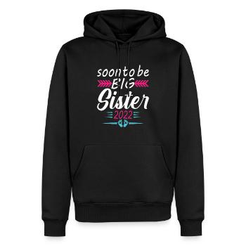 Bientôt Grande Sœur 2022 Cadeau Annonce Grossesse - Sweat à capuche Premium bio Homme - noir - Devant - Nico (187cm)