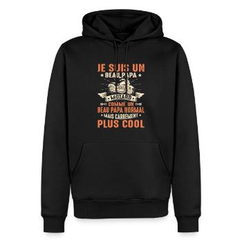 Beau-papa Motard Moto Sport Fête Des Pères Cadeau - Sweat à capuche Premium bio Homme - noir - Devant - Nico (187cm)