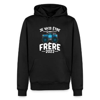 Je Vais Être Grand Frère 2022 Idée Cadeau Amour - Sweat à capuche Premium bio Homme - noir - Devant - Nico (187cm)
