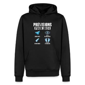 Prévisions Pour 2024 Maman Enceinte Idée Cadeau - Sweat à capuche Premium bio Homme - noir - Devant - Nico (187cm)