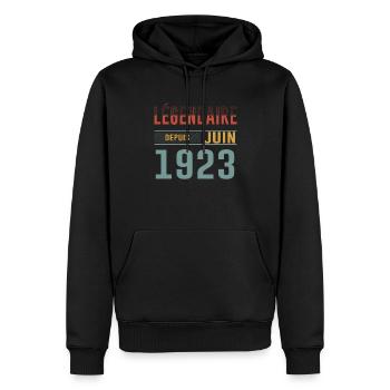 Légendaire Depuis Juin 1923 Anniversaire Cadeau - Sweat à capuche Premium bio Homme - noir - Devant - Nico (187cm)