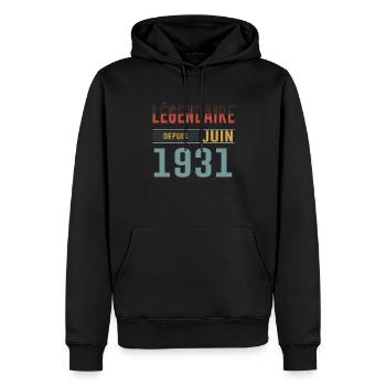 Légendaire Depuis Juin 1931 Anniversaire Cadeau - Sweat à capuche Premium bio Homme - noir - Devant - Nico (187cm)