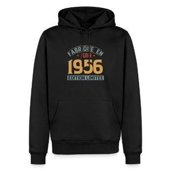 Fabriqué En Juin 1956 Anniversaire Cadeau Vintage - Sweat à capuche Premium bio Homme - noir - Devant - Nico (187cm)