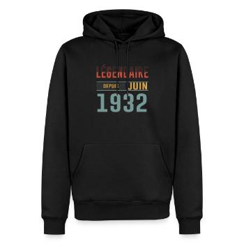 Légendaire Depuis Juin 1932 Anniversaire Cadeau - Sweat à capuche Premium bio Homme - noir - Devant - Nico (187cm)