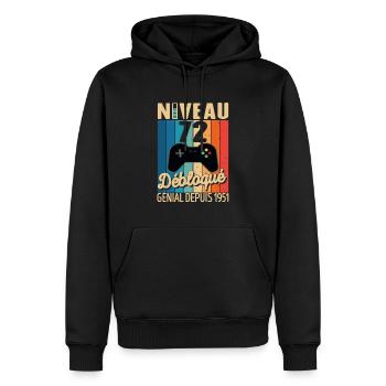 72 Ans 1951 Anniversaire Cadeau Citation Gamer - Sweat à capuche Premium bio Homme - noir - Devant - Nico (187cm)